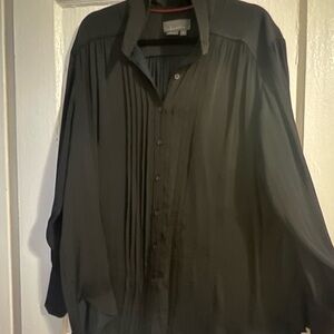 By Anthropologie Black Button-Up Tuxedo Shirt